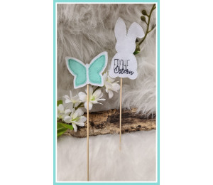 Stickdatei ITH - Blumenstecker Schmetterling